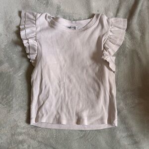 Zara White Ruffle Sleeve Top